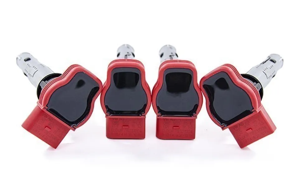 OEM Ignition Coil Packs Set of 4 (RED) For VW / Audi - 06C 905