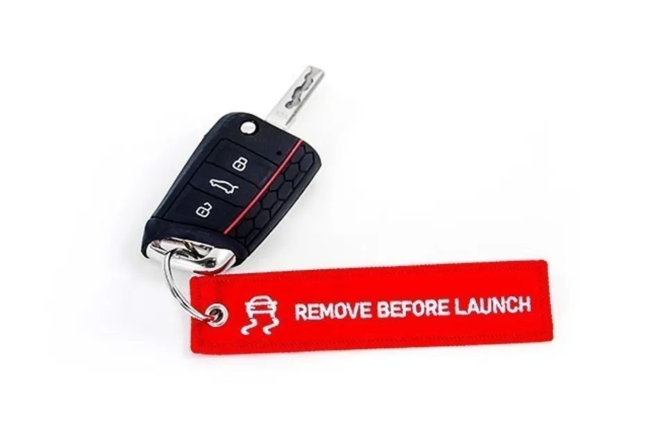 Augusta Motorsports Remove Before Racing - Extinguisher Safety Tag Key Chain