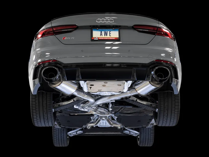 AWE Tuning Touring Edition Exhaust for Audi B9 S4 - Diamond Black 102mm Tips (3010-43050)