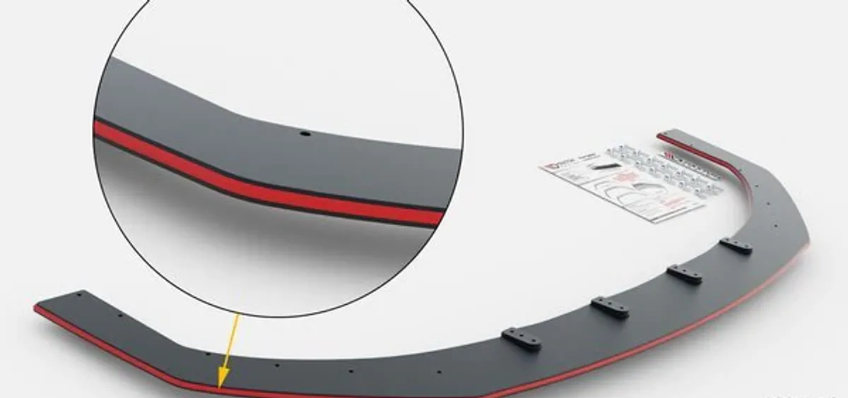 Maxton Design Racing Durability Front Splitter For VW MK8 GTI - Black/Red
