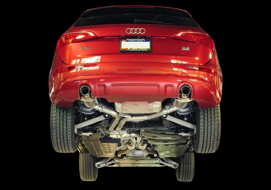 AWE Tuning Non-Resonated Exhaust System (Downpipe Back) - Diamond Black Tips For Q5 3
