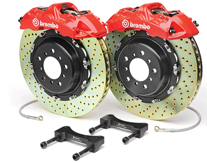 Brembo 08-14 WRX/15-21 WRX Front GT BBK 6 Piston Cast 355x32 2pc Rotor Drilled-Silver main image 1