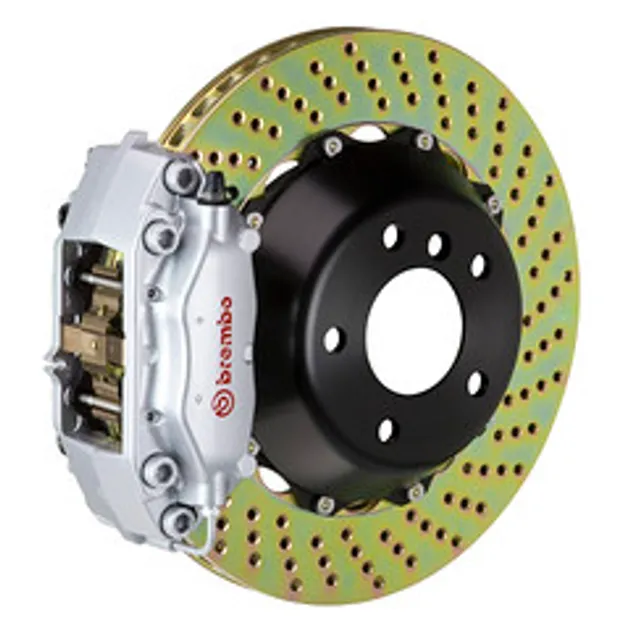 Brembo BMW Rear GT BBK 4 Piston Cast 2PC 345x28 2PC Rotor Drilled-Silver - 2C1.8021A3