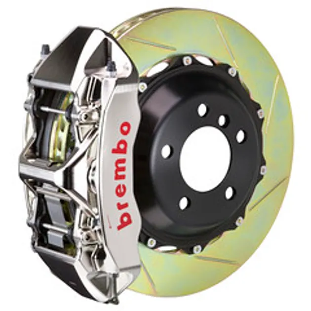Brembo BMW Frnt GTR BBK 6Pist Billet 380x32 2PC Rtr Slotted Type1- Nickel- 1M2.9033AR