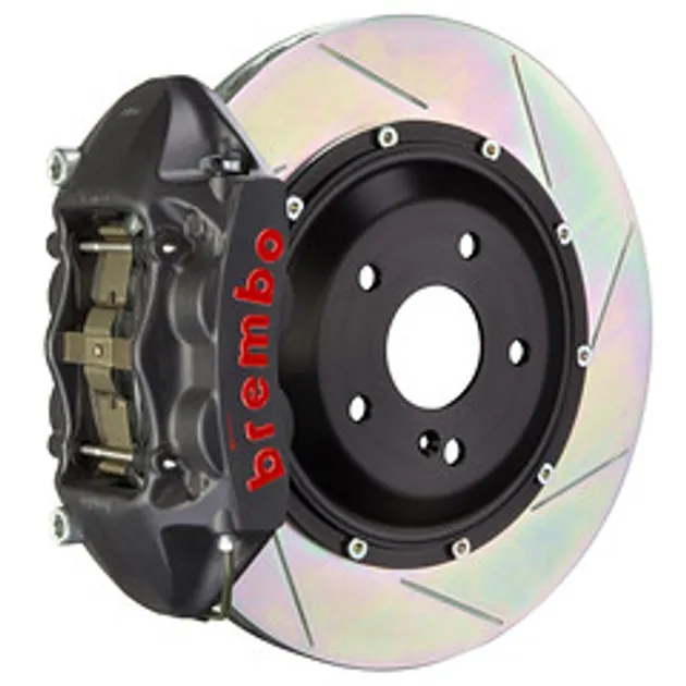 Brembo BMW Rear GTS BBK 4Pist Cast 345x28 2PC Rotor Slotted Type-1-BLK HA- 2P2.8043AS