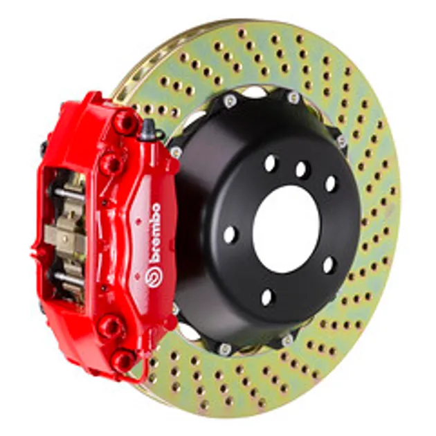 Brembo Audi Rear GT BBK 4 Piston Cast 2PC 345x28 2PC Rotor Drilled-Red - 2C1.8016A2