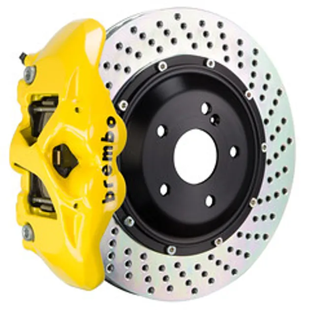 Brembo BMW Rear GT BBK 4 Piston Cast 380x28 2PC Rotor Drilled- Yellow - 2S1.9016A5