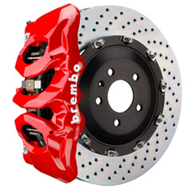 Brembo Audi Front GT BBK 6 Piston Cast 380x34 2PC Rotor Drilled-Red - 1T1.9011A2