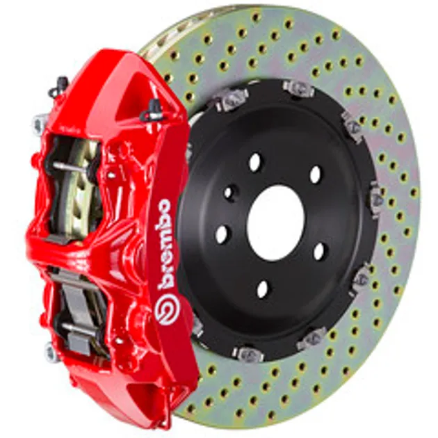 Brembo Audi Front GT BBK 6 Piston Cast 380x34 2PC Rotor Drilled-Red - 1N1.9065A2