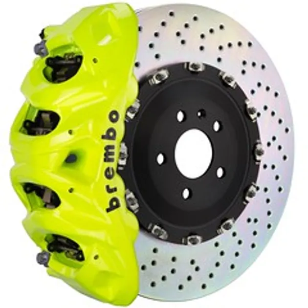 Brembo Mercedes Frnt GT BBK 8 Piston Cast 412x38 2pc Rtr Drilled-Fluo. Yellow-1Q1.960