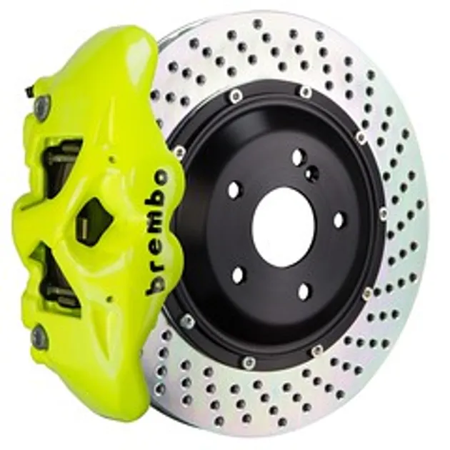 Brembo Porsche Rr GT BBK 4 Piston Cast 380x28 2pc Rtr Drilled-Fluo. Yellow-2S1.9018A7