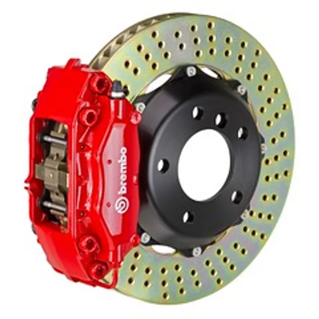 Brembo Mercedes Rear GT BBK 4 Piston Cast 2pc 328x28 2pc Rtr Drilled-Red - 2C1.6014A2