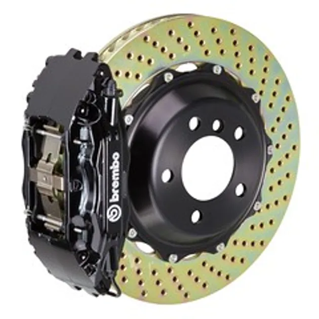 Brembo Porsche Front GT BBK 4 Piston Cast 2pc 355x32 2pc Rtr Drilled-Black - 1B1.8022
