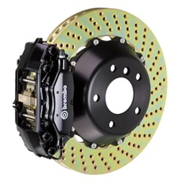 Brembo Mercedes Rear GT BBK 4 Piston Cast 2pc 345x28 2pc Rtr Drilled-Black - 2C1.8018