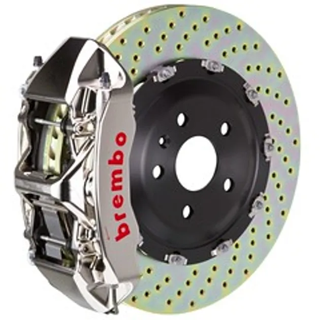 Brembo Porsche Front GTR BBK 6Pis Billet 380x34 2pc Rtr Drill-Nickel - 1N1.9068AR
