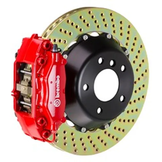 Brembo Mercedes Rear GT BBK 4 Piston Cast 2pc 345x28 2pc Rtr Drilled-Red - 2C1.8011A2