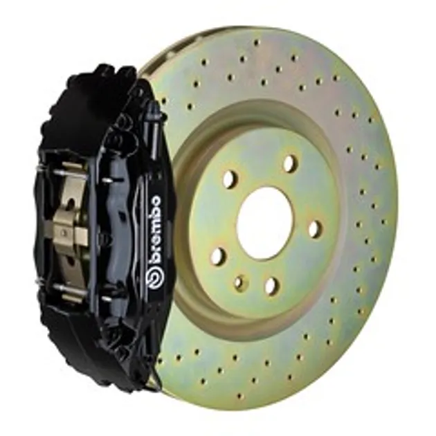Brembo BMW Front GT BBK 4 Piston Cast 2pc 332x32 1pc Rtr Drilled-Black - 1B4.7001A1