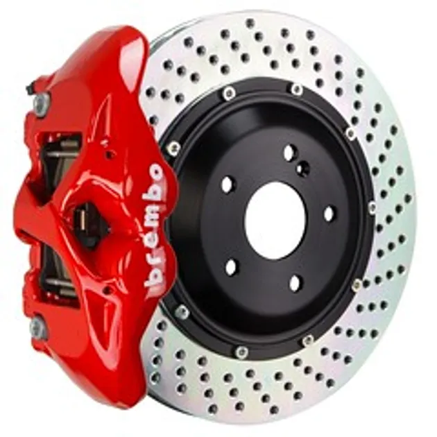 Brembo Mercedes Rear GT BBK 4 Piston Cast 380x28 2pc Rtr Drilled-Red - 2S1.9009A2