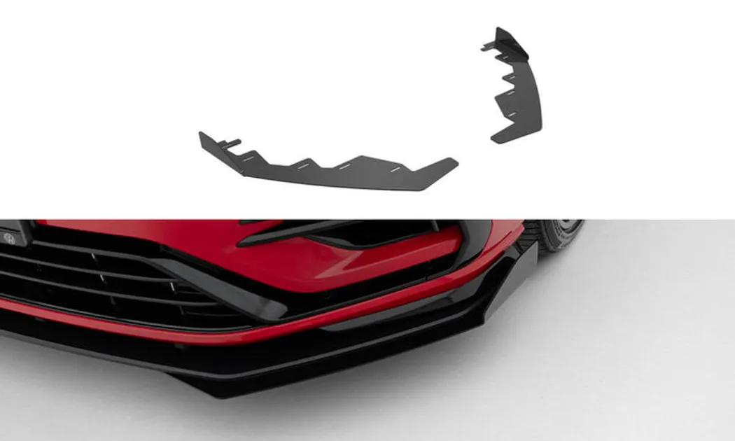 Maxton Design Front Splitter Flaps For VW MK7.5 Golf R - Gloss Black