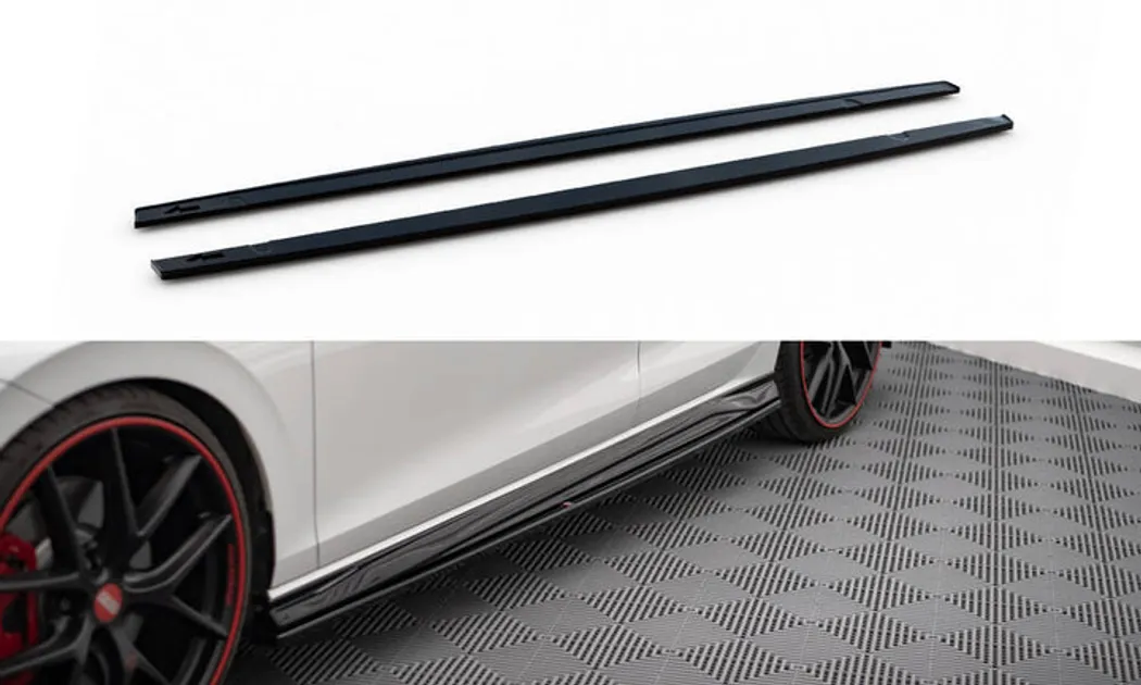 Maxton Design Side Skirts Diffusers For VW MK8 GTI - Gloss Black - V4
