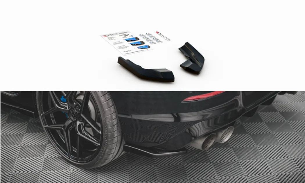 Maxton Design Rear Side Splitters For VW MK8 Golf R - Gloss Black - V2