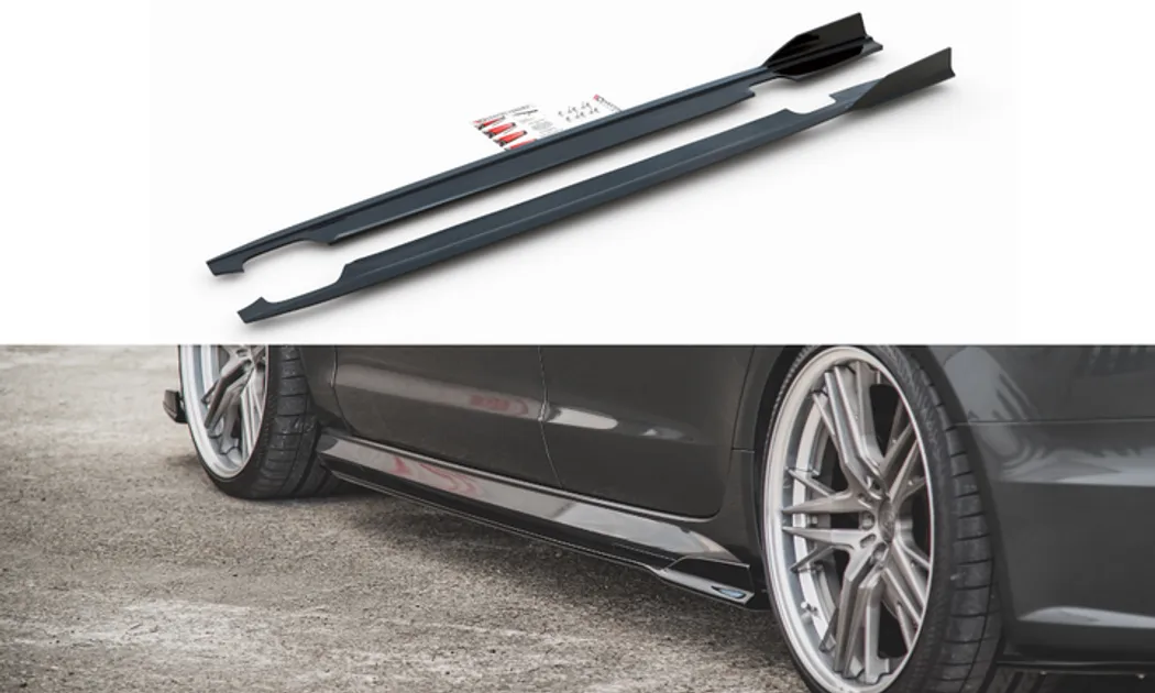 Maxton Design Side Skirt Diffusers For C7 Audi S6 / A6 S-Line Facelift (Fiberglass)