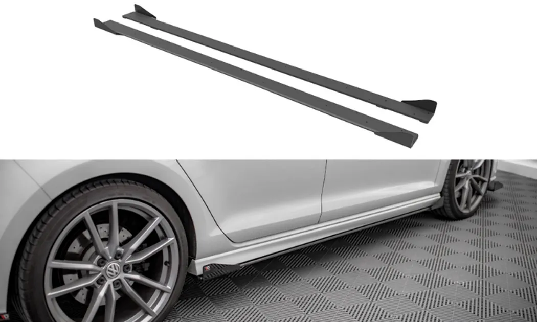 Maxton Design Street Pro Side Skirts Diffusers W/Flaps For VW MK7 Golf R