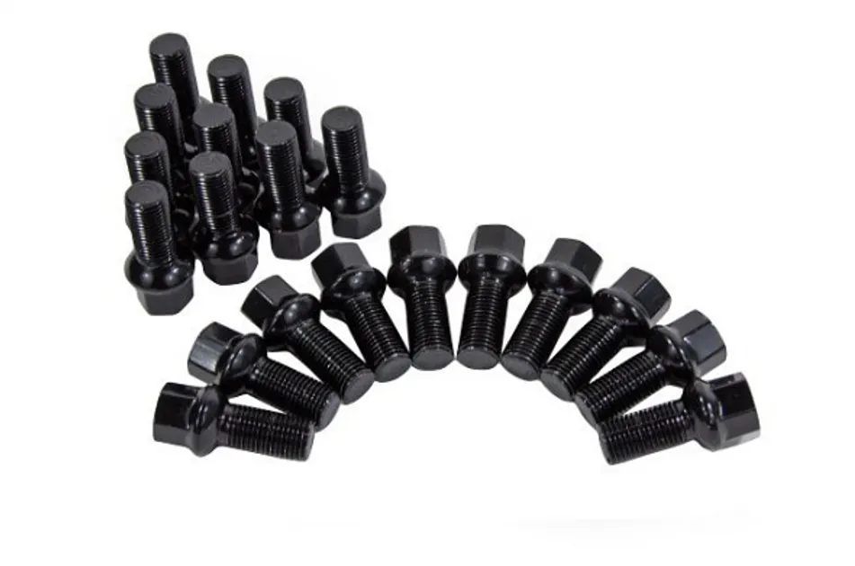 Spulen Ball Seat Wheel Bolt Black - 14x1.5x 37mm Length - 20 Pack