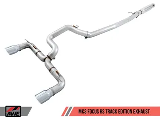 AWE Track Edition Cat-back Exhaust for Ford Focus RS - Chrome Silver Tips