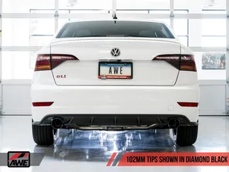 AWE Track Edition Non-Resonated Exhaust For VW MK7 Jetta GLI - Chrome Silver Tips