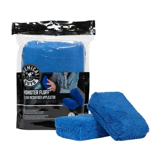Chemical Guys Monster Fluff Plush Microfiber Applicator, Blue 3" x 5" x 2" (2 Pack)