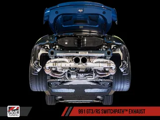 AWE Tuning SwitchPath Exhaust - Chrome Silver Tips For Porsche 991 GT3