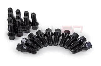 Spulen Conical Seat Wheel Bolt Black - 14x1.5x 45mm Length - 20 Pack