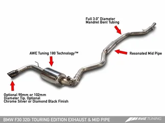 AWE Tuning Touring Edition Exhaust + Performance Mid Pipe For BMW F30 320i (3015-2303