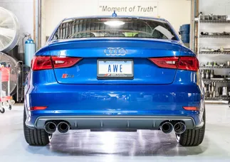 AWE Tuning Track Edition Exhaust with Chrome Silver Tips, 102mm For Audi S3
