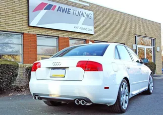 AWE Tuning Track Edition Quad Tip Exhaust - Diamond Black Tips For Audi B7 A4 3.2L