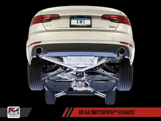 AWE Tuning SwitchPath Exhaust, Dual Outlet - Diamond Black Tips For AWE Tuning B9 A4