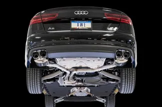 AWE Tuning Touring Edition Exhaust - Quad Outlet, Diamond Black Tips For Audi C7.5 A6