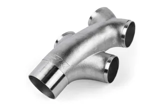 APR Cast Stainless Steel Double Y Splitter - 76mm To Quad 63.5mm