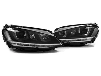 Helix Golf Projection Headlights - Double U LEDs - Chromed Stripe For MK7