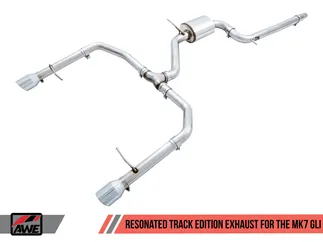 AWE Track Edition Resonated Exhaust For VW MK7 Jetta GLI - Black Tips