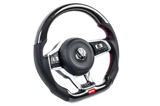 APR Steering Wheel - Carbon Fiber & Perforated Leather - MK7 GTI/GLI Red (Manual)