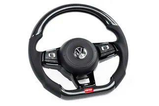 APR Steering Wheel - Carbon Fiber & Perforated Leather - MK7 Golf R Silver (Manual)