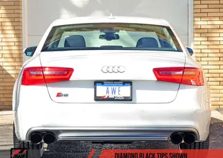AWE Tuning Track Edition Exhaust - Diamond Black Tips For Audi S6 4.0T