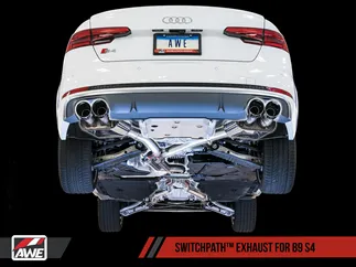 AWE SwitchPath Exhaust for Audi B9 S4 - Non-Resonated - Diamond Black 90mm Tips