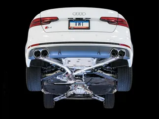AWE Track Edition Exhaust for Audi B9 S4 - Non-Resonated - Chrome Silver 102mm Tips