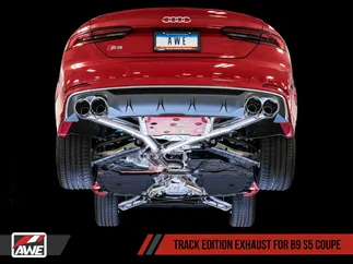 AWE Track Exhaust for Audi B9 S5 Coupe - Non-Resonated - Diamond Black 102mm Tips