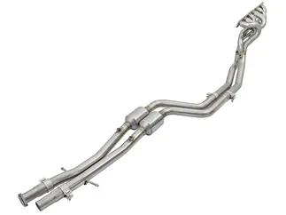 aFe Twisted Steel Long Tube Header & Mid Pipe 304 SS w/ Cat For BMW - 48-36316-YC