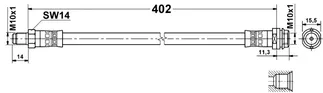 ATE Front Brake Hydraulic Hose - 2124280035