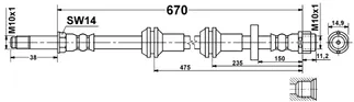 ATE Front Brake Hydraulic Hose - 4G0611707H